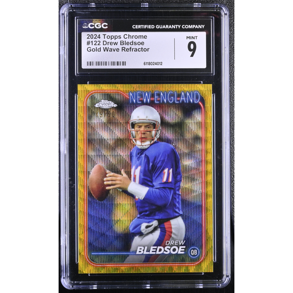 Drew Bledsoe 2024 Topps Chrome Gold Wave Refractor #122 #49/50 (CGC 9) at PristineAuction.com