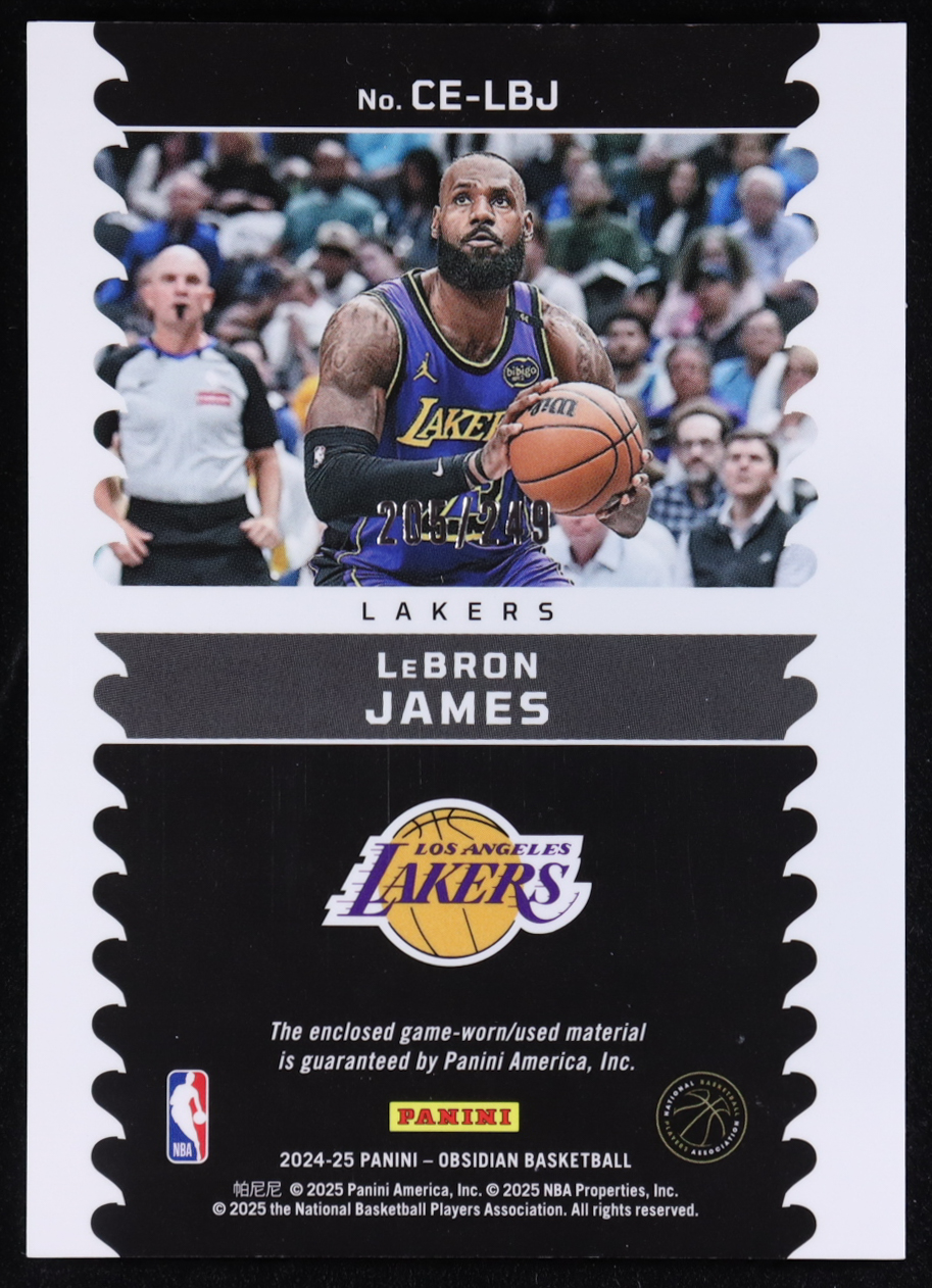 LeBron James 2024-25 Panini Obsidian Cutting Edge Memorabilia #11 #205/249 at PristineAuction.com LeBron James 2024-25 Panini Obsidian Cutting Edge Memorabilia #11 #205/249 at PristineAuction.com