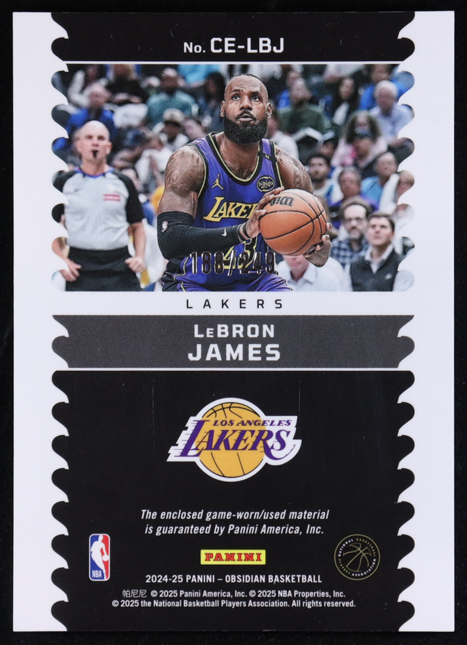 LeBron James 2024-25 Panini Obsidian Cutting Edge Memorabilia #11 #188/249 at PristineAuction.com LeBron James 2024-25 Panini Obsidian Cutting Edge Memorabilia #11 #188/249 at PristineAuction.com