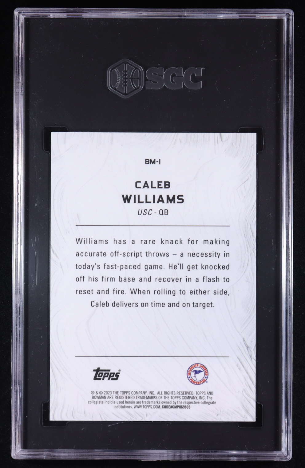 Caleb Williams 2023 Bowman's Best University Masterpieces Orange Refractors #BM1 #04/25 RC (SGC 9.5) at PristineAuction.com Caleb Williams 2023 Bowman's Best University Masterpieces Orange Refractors #BM1 #04/25 RC (SGC 9.5) at PristineAuction.com