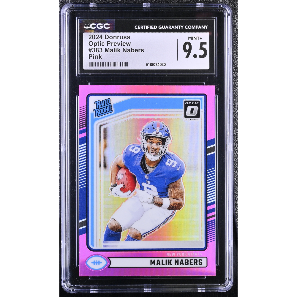 Malik Nabers 2024 Donruss Optic Preview Pink #383 RR RC (CGC 9.5) at PristineAuction.com