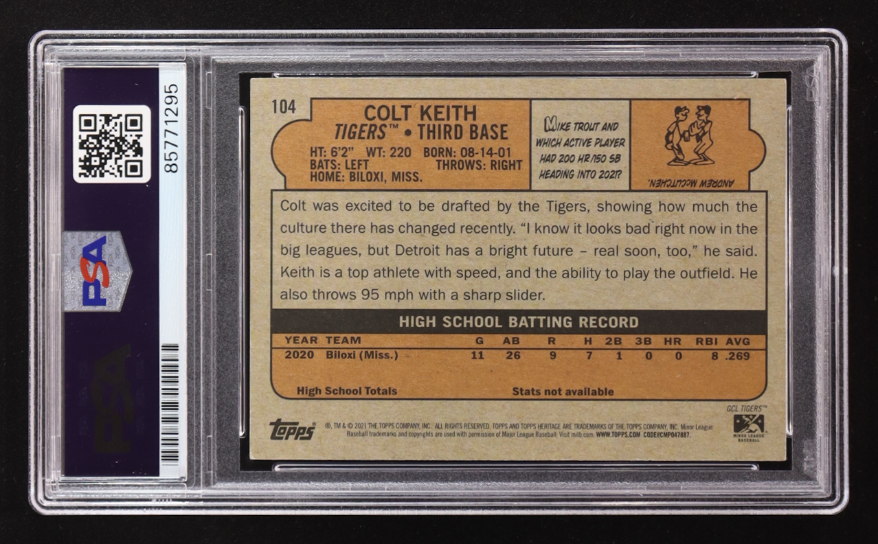 Cole Keith Signed 2021 Topps #104 RC (PSA | Autograph Graded PSA 10) at PristineAuction.com Cole Keith Signed 2021 Topps #104 RC (PSA | Autograph Graded PSA 10) at PristineAuction.com