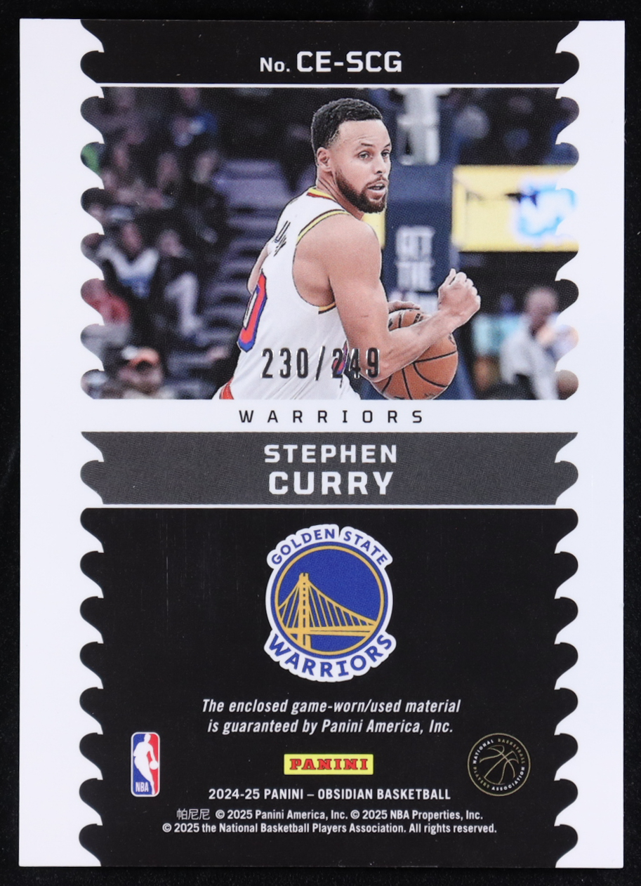 Stephen Curry 2024-25 Panini Obsidian Cutting Edge Memorabilia #16 #230/249 at PristineAuction.com Stephen Curry 2024-25 Panini Obsidian Cutting Edge Memorabilia #16 #230/249 at PristineAuction.com