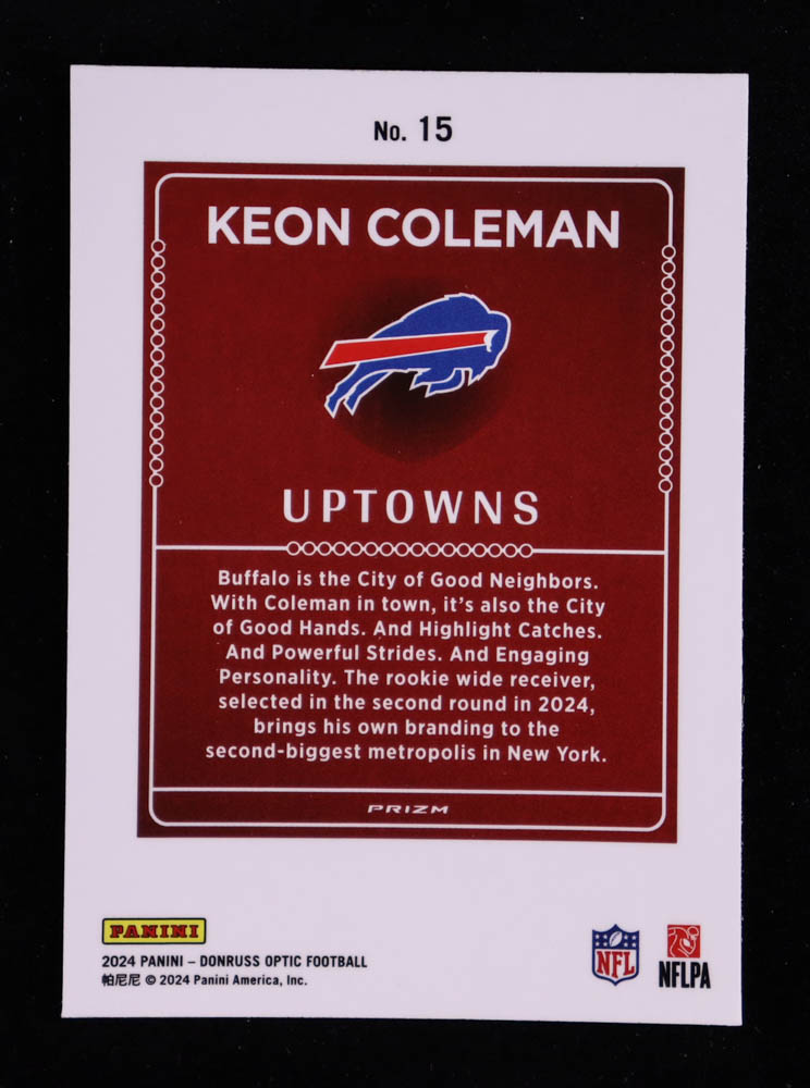 Keon Coleman 2024 Donruss Optic Uptowns #15 RC at PristineAuction.com Keon Coleman 2024 Donruss Optic Uptowns #15 RC at PristineAuction.com