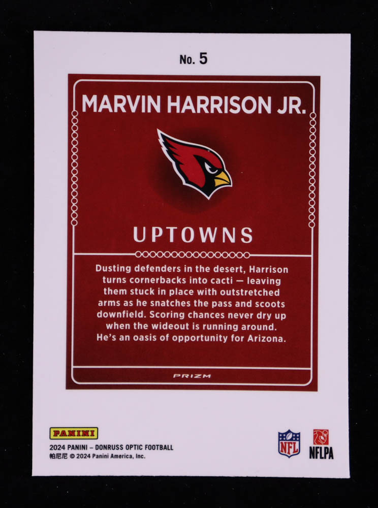 Marvin Harrison Jr. 2024 Donruss Optic Uptowns #5 RC at PristineAuction.com Marvin Harrison Jr. 2024 Donruss Optic Uptowns #5 RC at PristineAuction.com