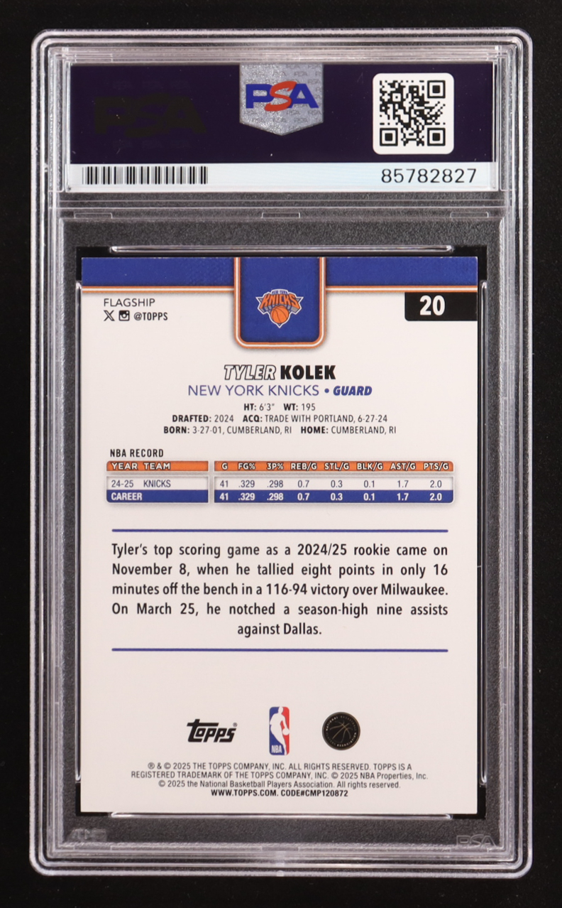 Tyler Kolek Signed 2025-26 Topps #20 (PSA) at PristineAuction.com Tyler Kolek Signed 2025-26 Topps #20 (PSA) at PristineAuction.com