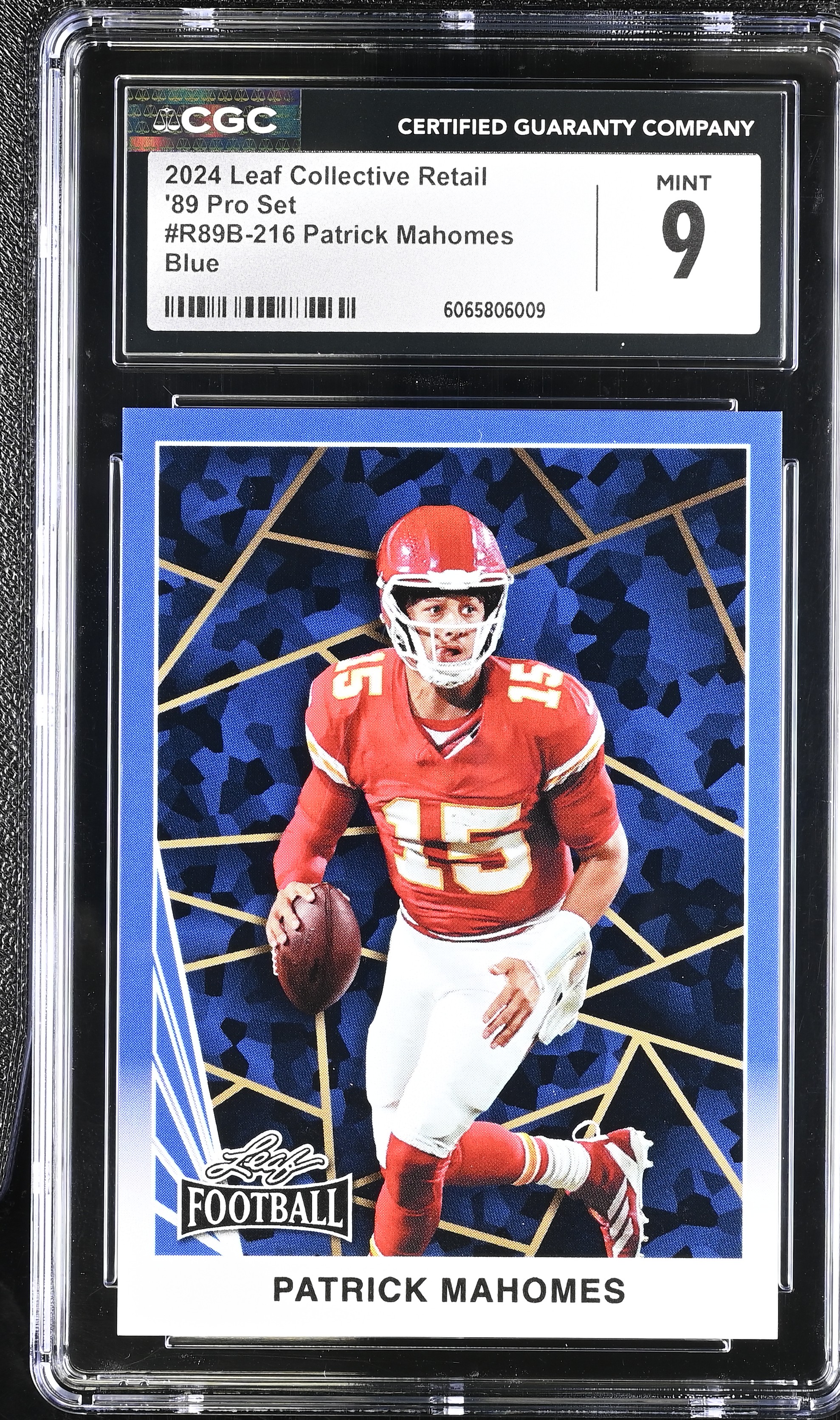 Patrick Mahomes 2024 Leaf Collective Retail '89 Pro Set Blue #R89B-216 #16/50 (CGC 9) at PristineAuction.com Patrick Mahomes 2024 Leaf Collective Retail '89 Pro Set Blue #R89B-216 #16/50 (CGC 9) at PristineAuction.com