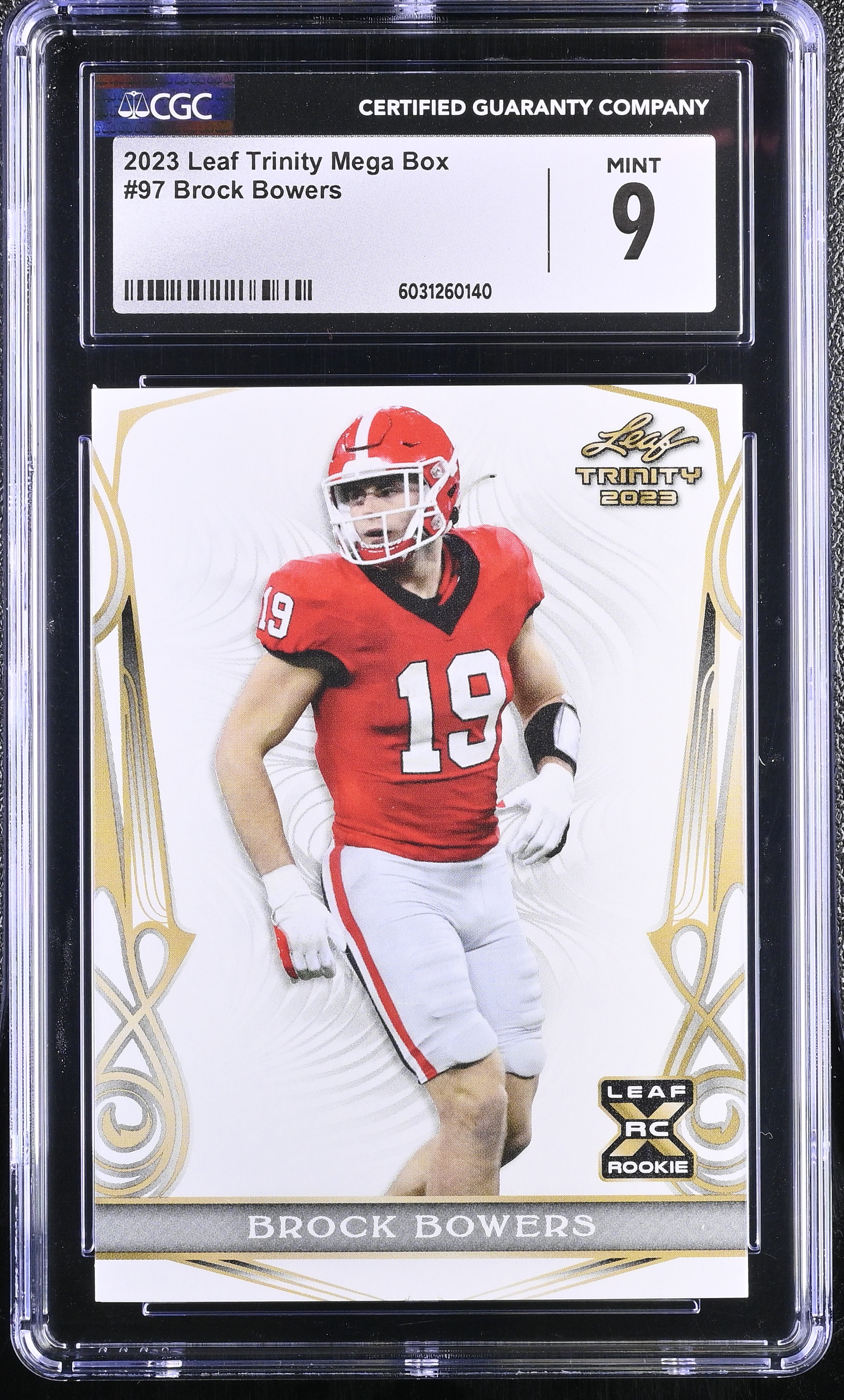 Brock Bowers 2023 Leaf Trinity Mega Box #97 RC (CGC 9) at PristineAuction.com Brock Bowers 2023 Leaf Trinity Mega Box #97 RC (CGC 9) at PristineAuction.com