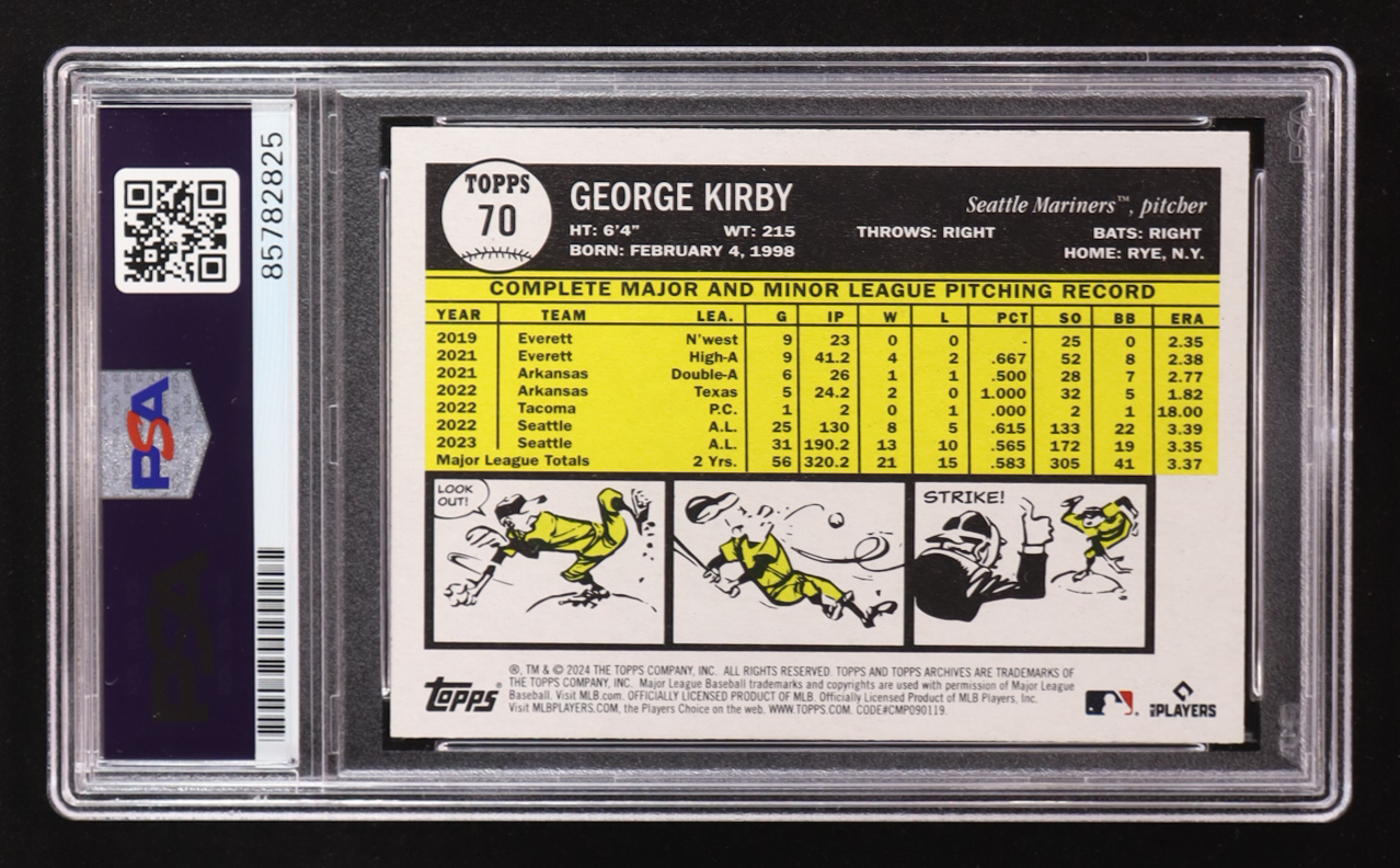 George Kirby Signed 2024 Topps Archives #70 (PSA) at PristineAuction.com George Kirby Signed 2024 Topps Archives #70 (PSA) at PristineAuction.com