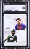 Lionel Messi / Pele 2022 Leaf Special Release Exclusive Legends Edition #LM-P (CGC 10) at PristineAuction.com