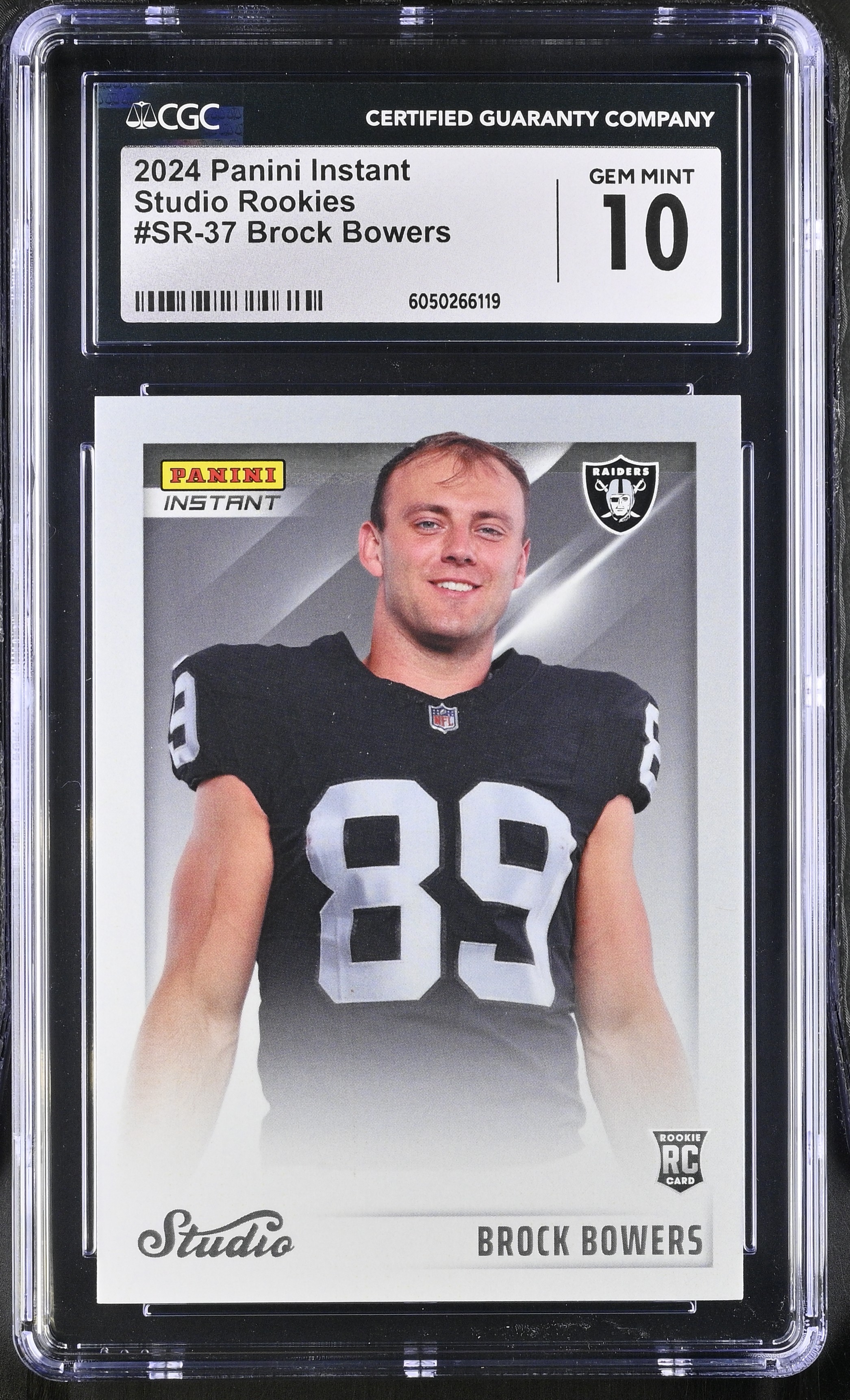 Brock Bowers 2024 Panini Instant Studio Rookies #SR-37 RC (CGC 10) at PristineAuction.com Brock Bowers 2024 Panini Instant Studio Rookies #SR-37 RC (CGC 10) at PristineAuction.com