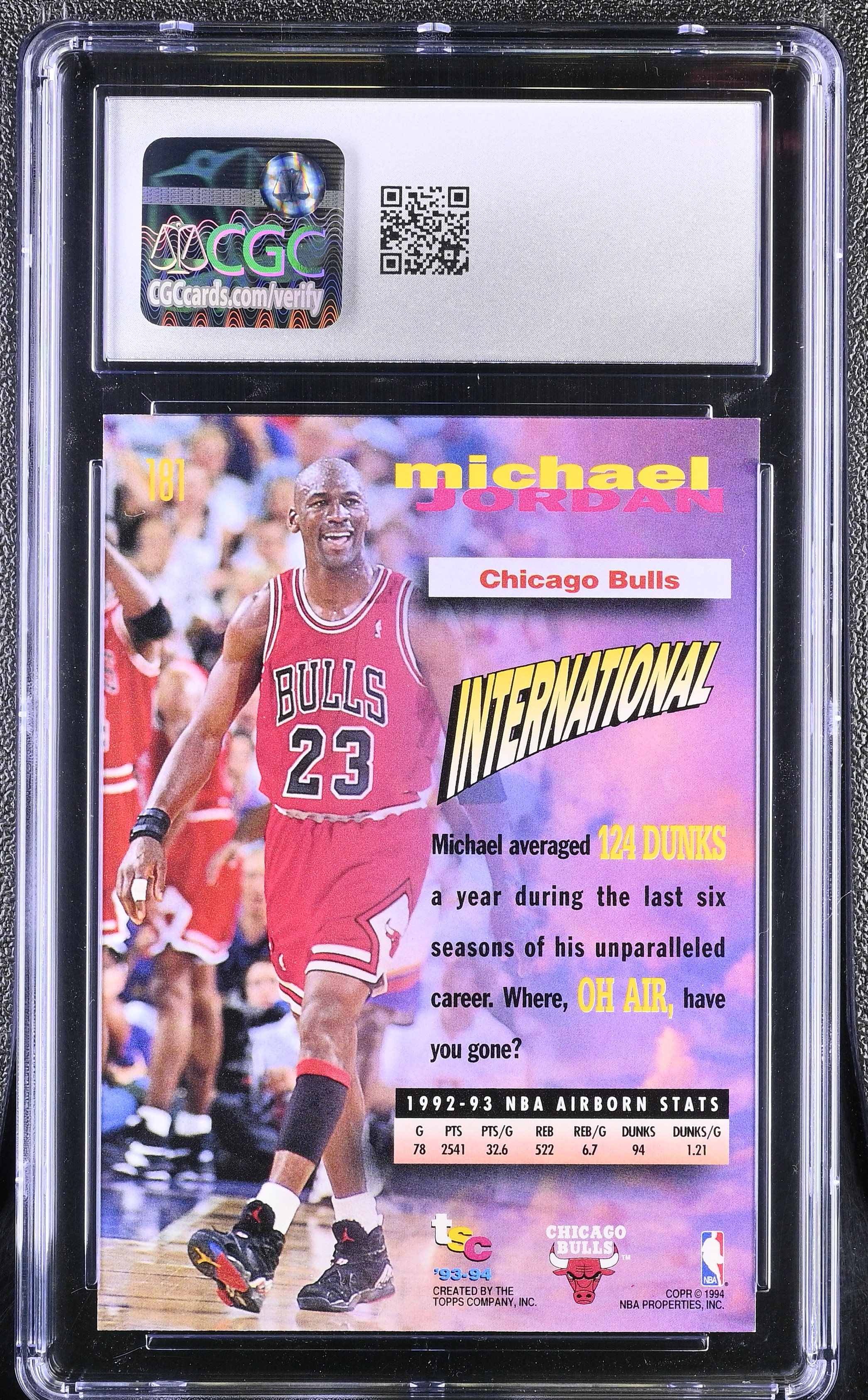 Michael Jordan 1993-94 Stadium Club #181 (CGC 10) at PristineAuction.com Michael Jordan 1993-94 Stadium Club #181 (CGC 10) at PristineAuction.com