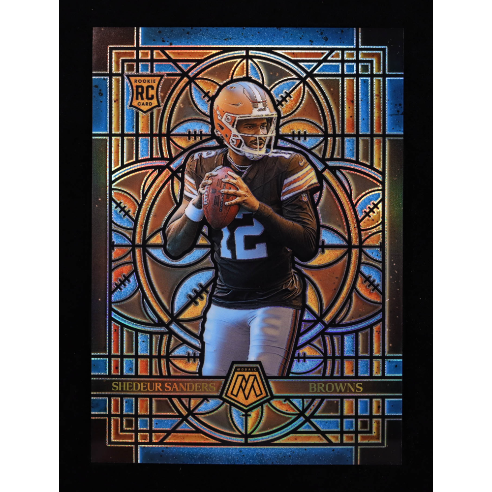 Shedeur Sanders 2025 Panini Mosaic Stained Glass Oversized #7 RC at PristineAuction.com