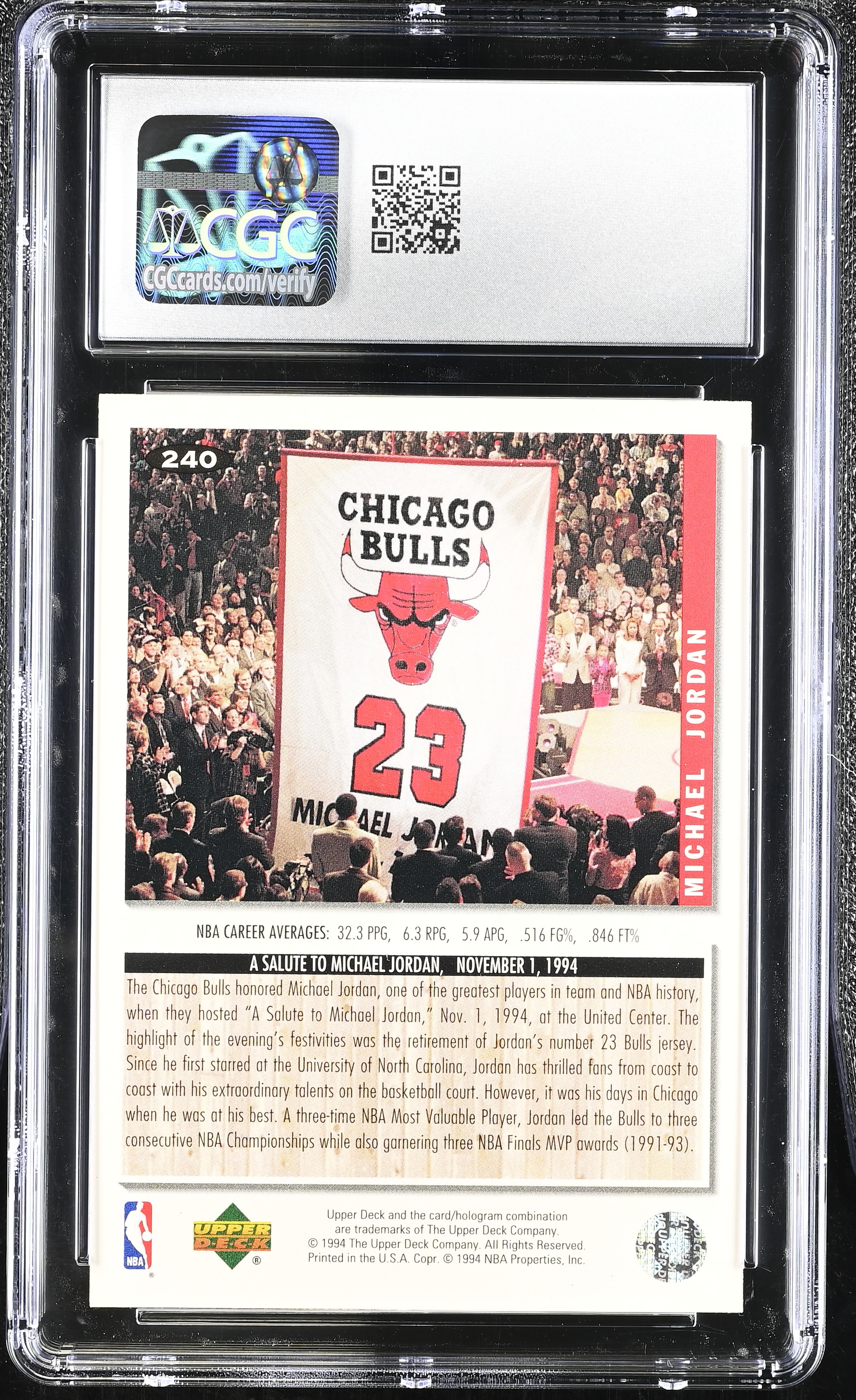Michael Jordan 1994-95 Collector's Choice #240 (CGC 9) at PristineAuction.com Michael Jordan 1994-95 Collector's Choice #240 (CGC 9) at PristineAuction.com