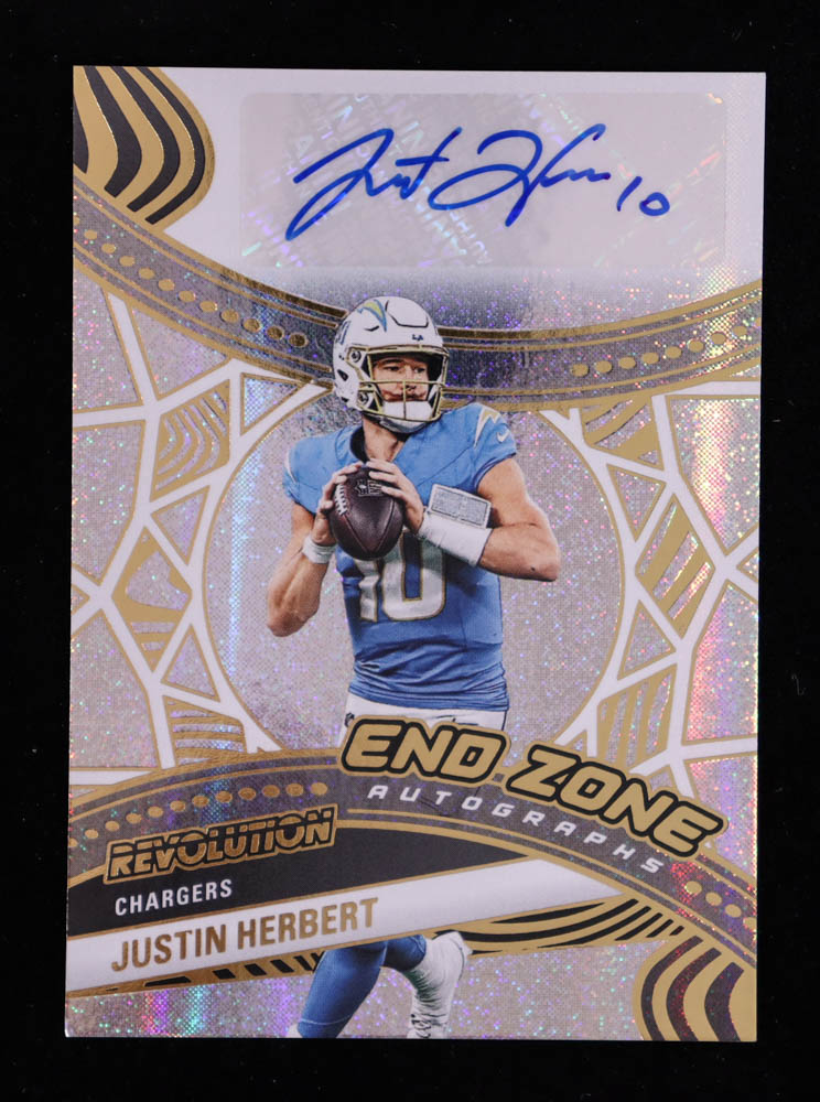 Justin Herbert 2025 Panini Revolution End Zone Autographs #3 #44/199 at PristineAuction.com Justin Herbert 2025 Panini Revolution End Zone Autographs #3 #44/199 at PristineAuction.com