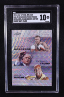 Conor Mcgregor / Donald J. Trump / Hulk Hogan 2024 Leaf Special Release Metal Exclusive Legends Edition Triple Silver Wave #ELE-39 #20/25 (SGC 10) at PristineAuction.com