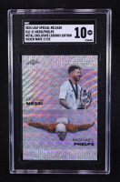 Lionel Messi / Michael Phelps 2024 Leaf Special Release Metal Exclusive Legends Edition Double Silver Wave #ELE-21 #17/25 (SGC 10) at PristineAuction.com