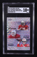 Joe Montana / Steve Young / Brock Purdy 2024 Leaf Special Release Metal Exclusive Legends Edition Triple Silver Wave #ELE-51 #3/25 (SGC 10) at PristineAuction.com