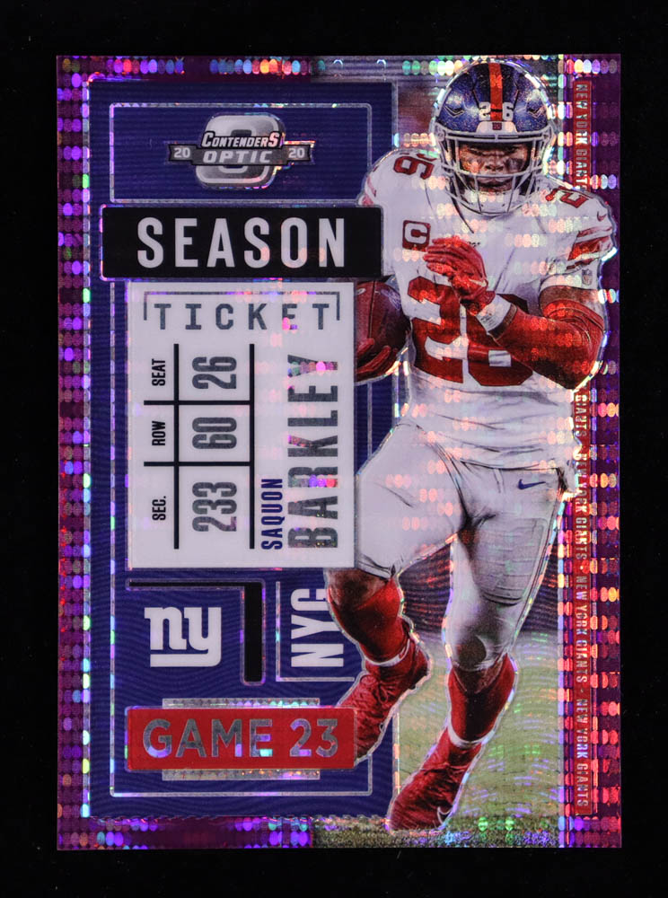 Saquon Barkley 2020 Panini Contenders Optic Purple Pulsar #44 #11/21 at PristineAuction.com Saquon Barkley 2020 Panini Contenders Optic Purple Pulsar #44 #11/21 at PristineAuction.com