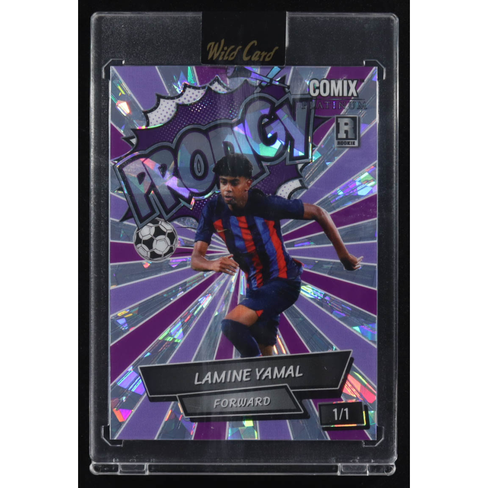Lamine Yamal 2024 Wild Card Comix Platinum PRODIGY Silver Purple Crystal #ACPG-LY10 #1/1 RC at PristineAuction.com
