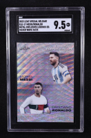 Lionel Messi / Cristiano Ronaldo 2024 Leaf Special Release Metal Exclusive Legends Edition Double Silver Wave #ELE-17 #24/25 (SGC 9.5) at PristineAuction.com