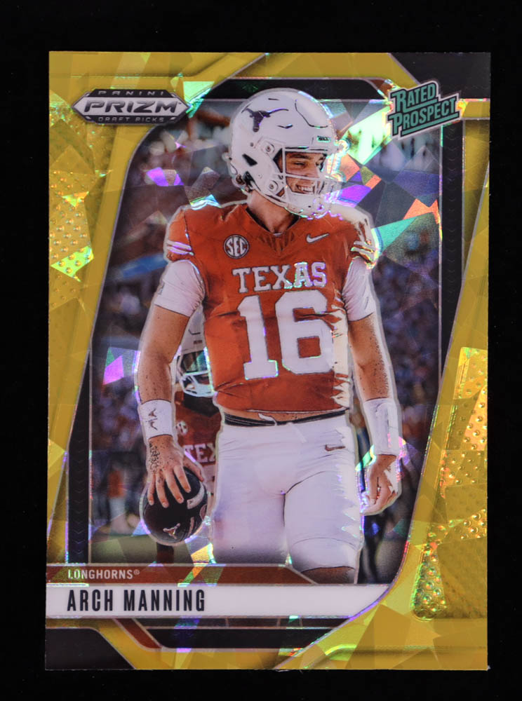 Arch Manning 2025 Panini Prizm Draft Picks Prizms Gold Ice #166 RC at PristineAuction.com Arch Manning 2025 Panini Prizm Draft Picks Prizms Gold Ice #166 RC at PristineAuction.com