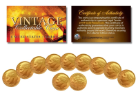Franklin D. Roosevelt Set of (10) 1970's Uncirculated 24KT Gold Plated U.S. Dimes at PristineAuction.com