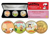 "Peanuts Valentines" Set of (3) 24K Gold JFK Half Dollar Coins at PristineAuction.com