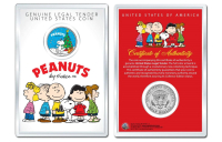 "Peanuts: Snoopy with Christmas Tree" JFK Kennedy Half Dollar U.S. Coin with 4x6 Lens at PristineAuction.com
