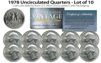 Set of (10) 1978 Uncirculated Quarters U.S. Coins Direct from US Mint Cello Packs at PristineAuction.com