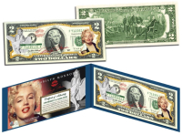 Marilyn Monroe Genuine Legal Tender Colorized U.S. $2.00 Two Dollar Bill Commemorative Edition Bank Note with Display Folder at PristineAuction.com
