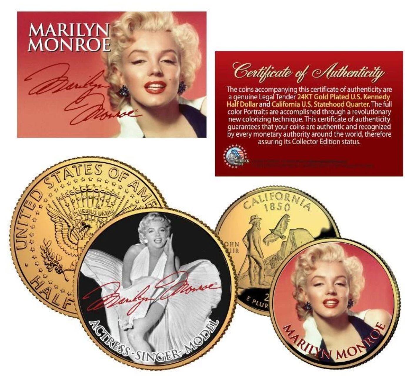 Marilyn Monroe Set of (2) 24K Gold U.S. Legal Tender Coins at PristineAuction.com Marilyn Monroe Set of (2) 24K Gold U.S. Legal Tender Coins at PristineAuction.com