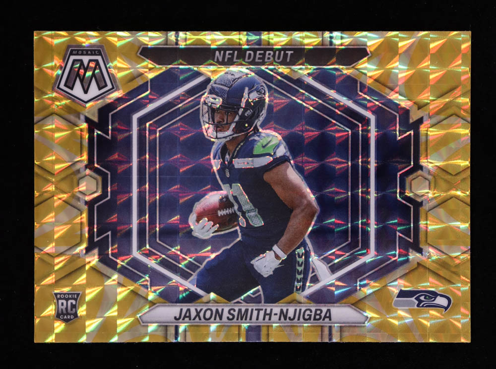 Jaxon Smith-Njigba 2023 Panini Mosaic NFL Debut Mosaic Reactive Yellow #12 RC at PristineAuction.com Jaxon Smith-Njigba 2023 Panini Mosaic NFL Debut Mosaic Reactive Yellow #12 RC at PristineAuction.com