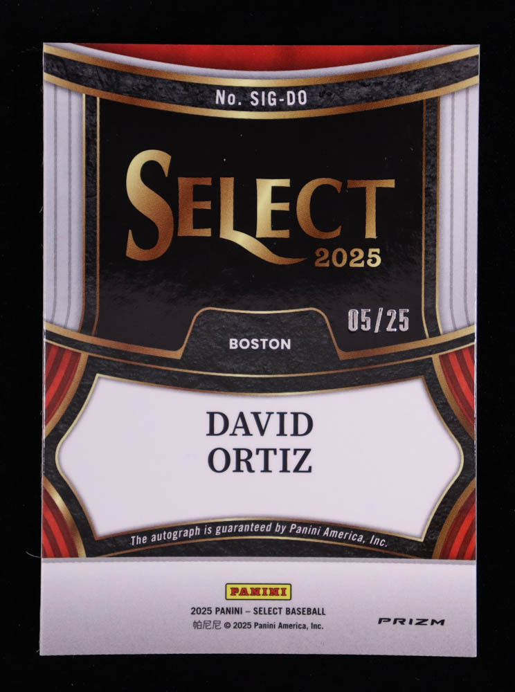 David Ortiz 2025 Select Signatures Tie-Dye Prizms #21 #5/25 at PristineAuction.com David Ortiz 2025 Select Signatures Tie-Dye Prizms #21 #5/25 at PristineAuction.com