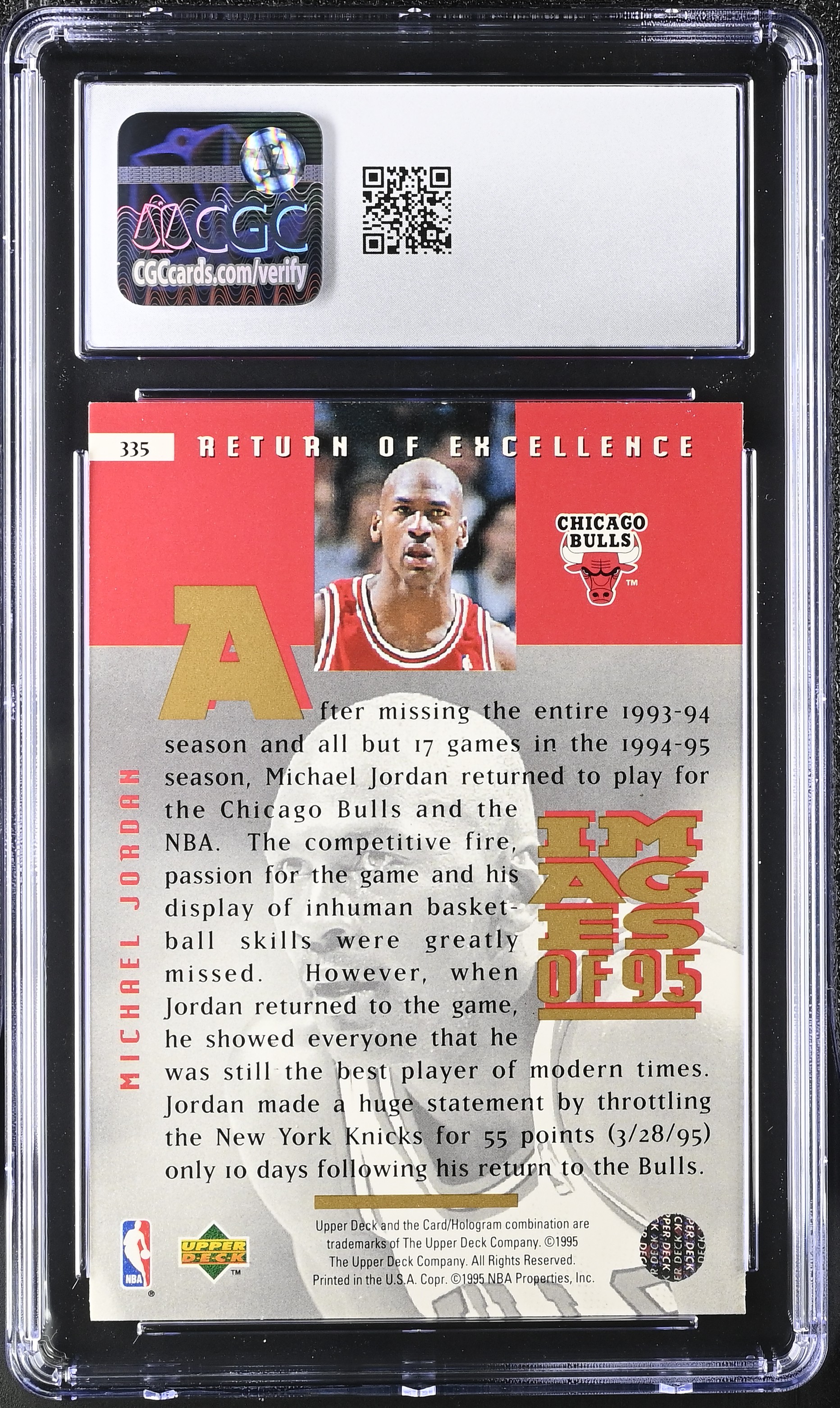 Michael Jordan 1995-96 Upper Deck #335 (CGC 9.5) at PristineAuction.com Michael Jordan 1995-96 Upper Deck #335 (CGC 9.5) at PristineAuction.com