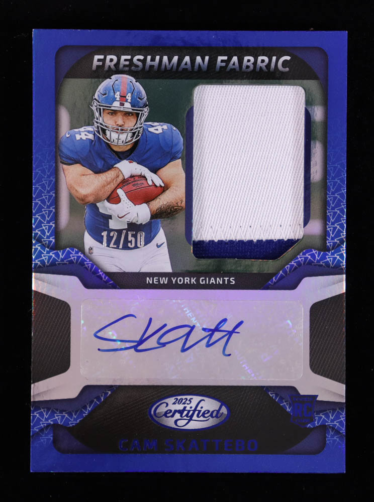 Cam Skattebo 2025 Certified Freshman Fabric Mirror Signatures Blue #8 #12/50 at PristineAuction.com Cam Skattebo 2025 Certified Freshman Fabric Mirror Signatures Blue #8 #12/50 at PristineAuction.com