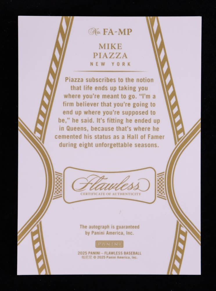 Mike Piazza 2025 Panini Flawless Flawless Autographs #11 #8/25 at PristineAuction.com Mike Piazza 2025 Panini Flawless Flawless Autographs #11 #8/25 at PristineAuction.com