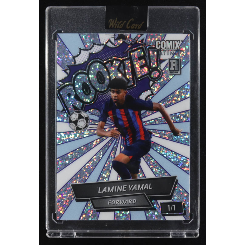 Lamine Yamal 2024 Wild Card Comix Platinum ROOKIE! Silver Platinum & White Sparkles #ACRK1-LY10 #1/1 RC at PristineAuction.com