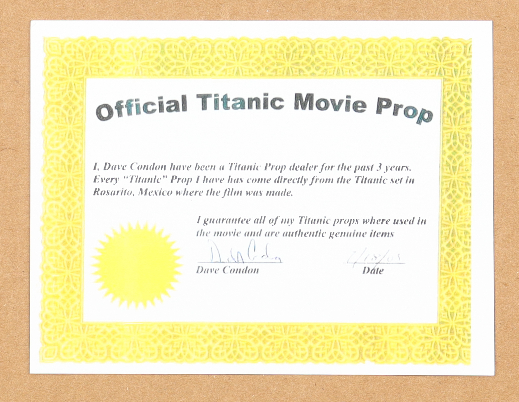 "Titanic" Custom Matted Original Movie Prop Ship Piece Display at PristineAuction.com "Titanic" Custom Matted Original Movie Prop Ship Piece Display at PristineAuction.com