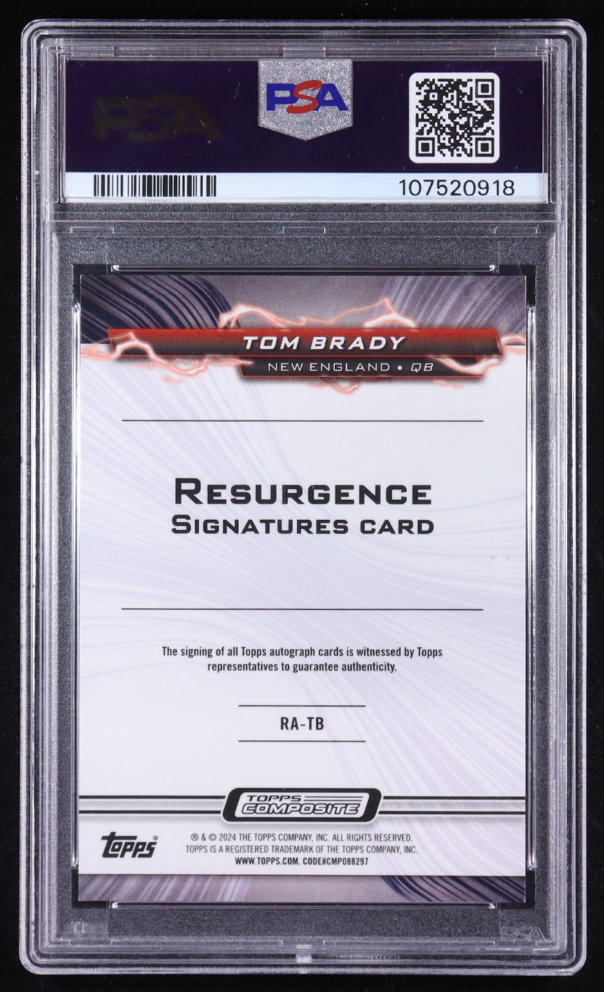 Tom Brady 2023 Topps Composite Resurgence Autographs Red Geometric #RATB #1/3 (PSA 9 | Auto 10) at PristineAuction.com Tom Brady 2023 Topps Composite Resurgence Autographs Red Geometric #RATB #1/3 (PSA 9 | Auto 10) at PristineAuction.com