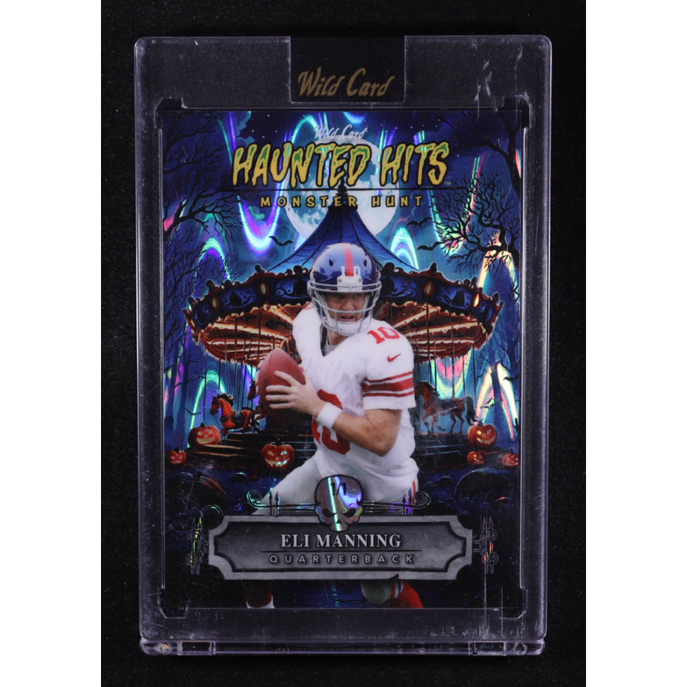Eli Manning 2025 Wild Card Haunted Hits Monster Hunt Haunted House Blue Raywave #HHCAEM #1/1 at PristineAuction.com