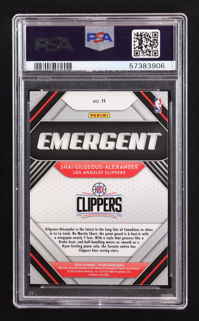 Shai Gilgeous-Alexander 2018-19 Panini Prizm Emergent #11 RC (PSA 9) at PristineAuction.com Shai Gilgeous-Alexander 2018-19 Panini Prizm Emergent #11 RC (PSA 9) at PristineAuction.com