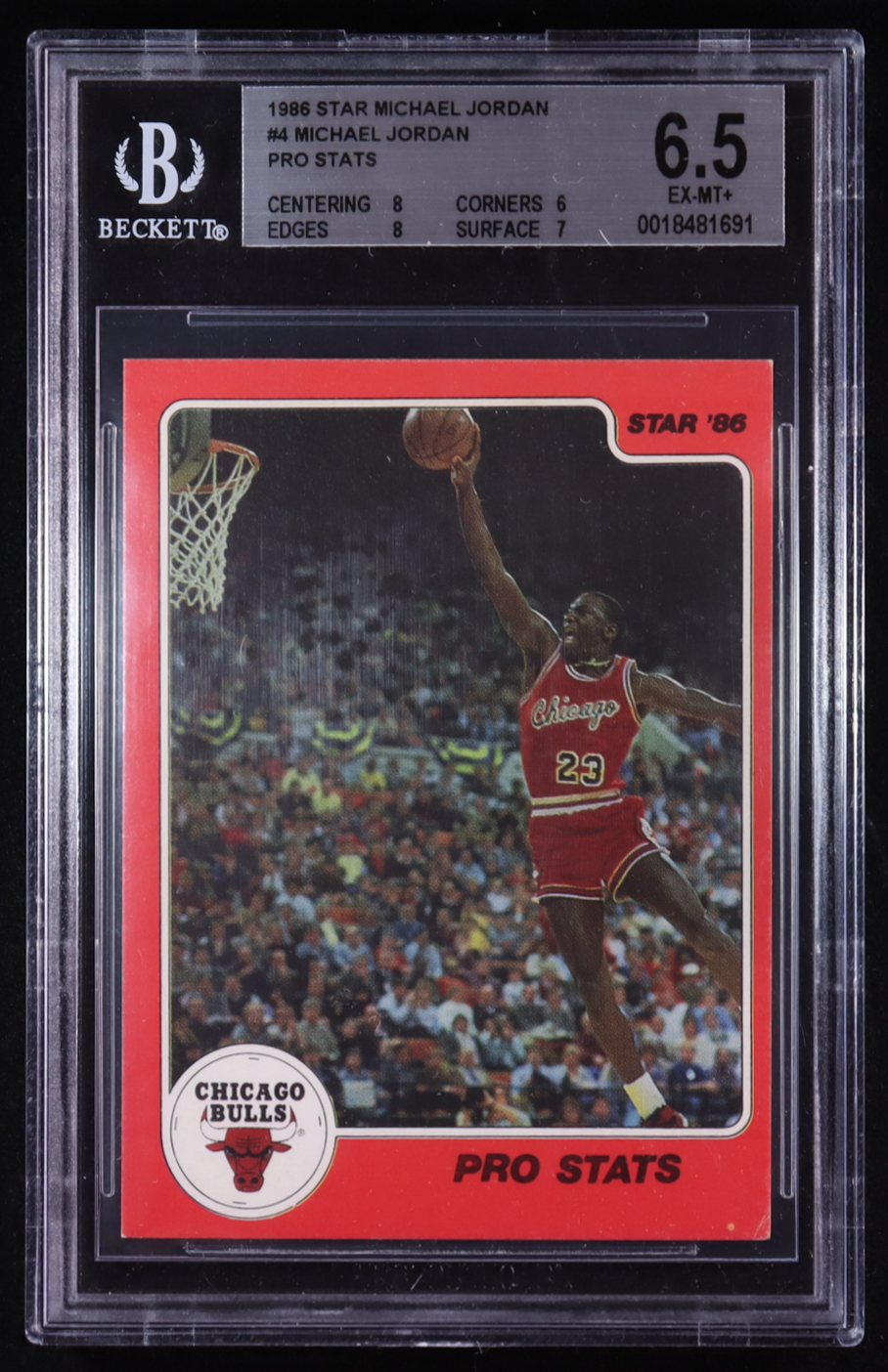 Michael Jordan 1986 Star Michael Jordan #4 Pro Stats RC (BGS 6.5) at PristineAuction.com Michael Jordan 1986 Star Michael Jordan #4 Pro Stats RC (BGS 6.5) at PristineAuction.com
