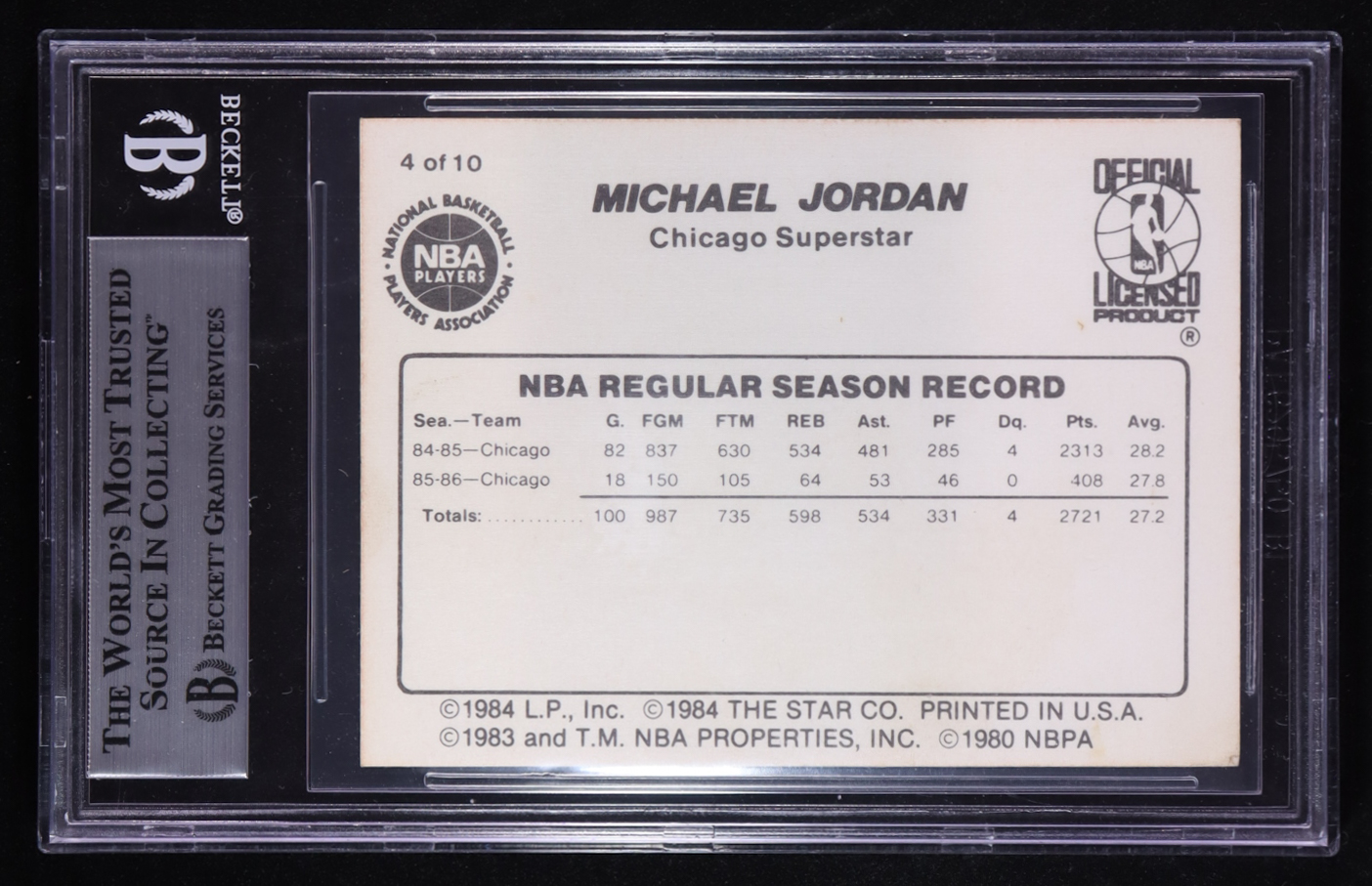 Michael Jordan 1986 Star Michael Jordan #4 Pro Stats RC (BGS 6.5) at PristineAuction.com Michael Jordan 1986 Star Michael Jordan #4 Pro Stats RC (BGS 6.5) at PristineAuction.com