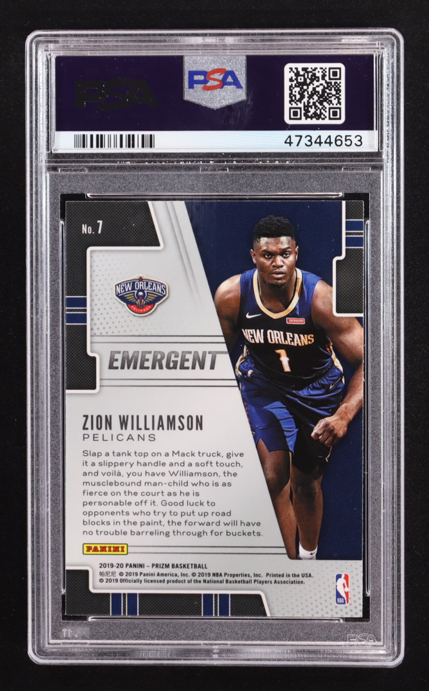Zion Williamson 2019-20 Panini Prizm Emergent #7 RC (PSA 10) at PristineAuction.com Zion Williamson 2019-20 Panini Prizm Emergent #7 RC (PSA 10) at PristineAuction.com