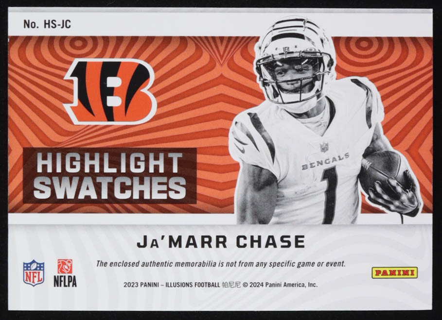Ja'Marr Chase 2023 Panini Illusions Highlight Swatches #9 at PristineAuction.com Ja'Marr Chase 2023 Panini Illusions Highlight Swatches #9 at PristineAuction.com