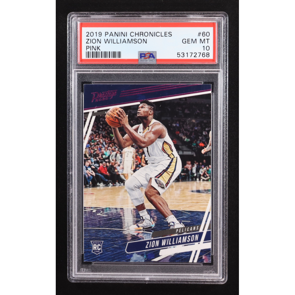 Zion Williamson 2019-20 Panini Chronicles Prestige Pink #60 RC (PSA 10) at PristineAuction.com