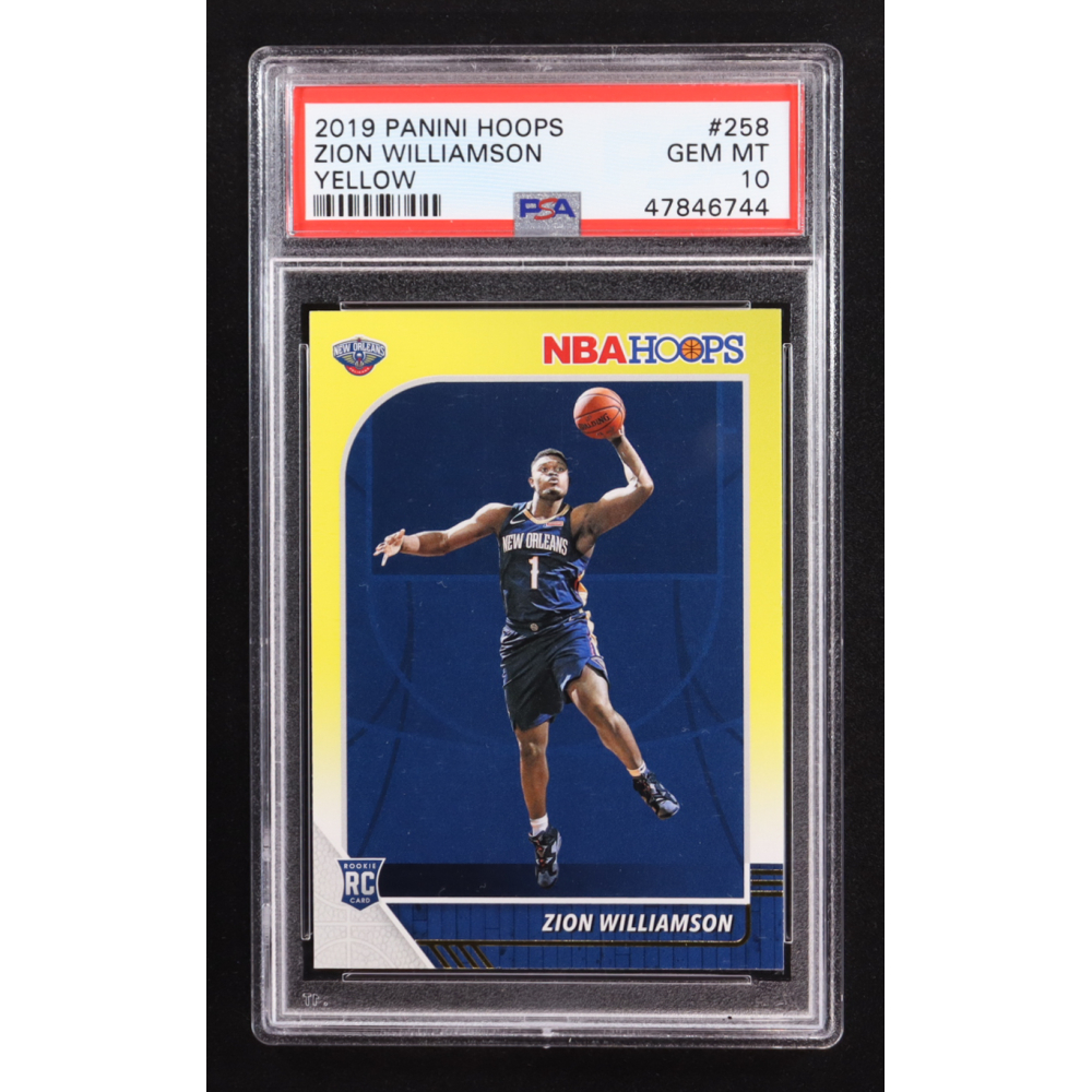 Zion Williamson 2019-20 Panini NBA Hoops Yellow #258 RC (PSA 10) at PristineAuction.com