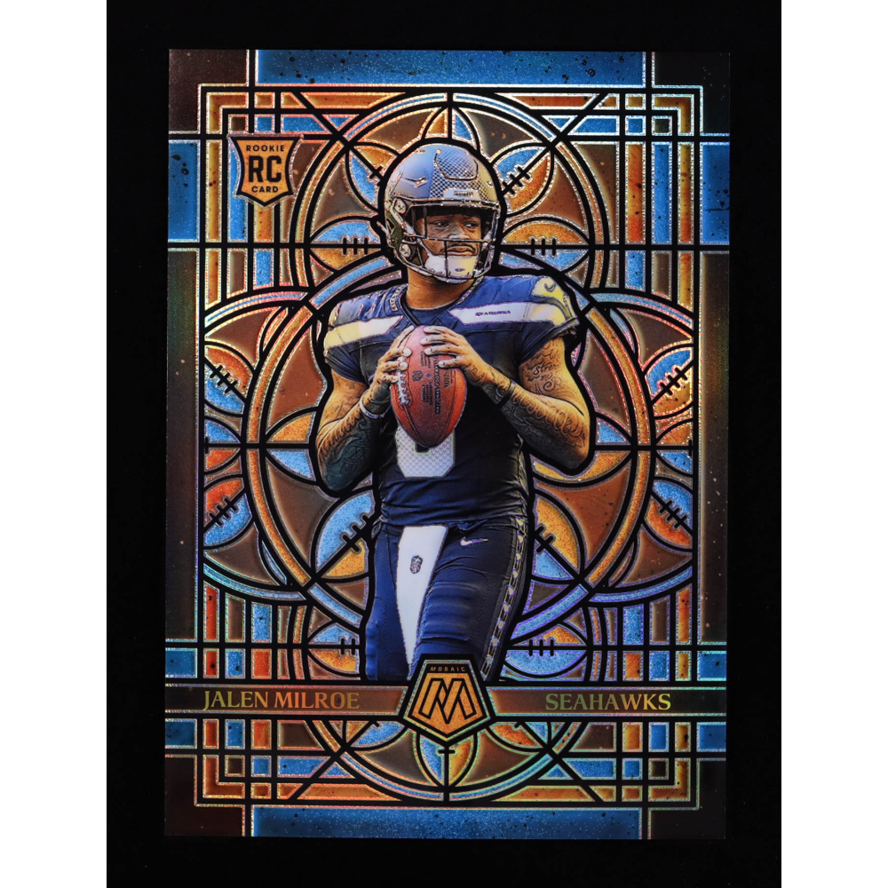 Jalen Milroe 2025 Panini Mosaic Stained Glass Oversized #23 RC at PristineAuction.com