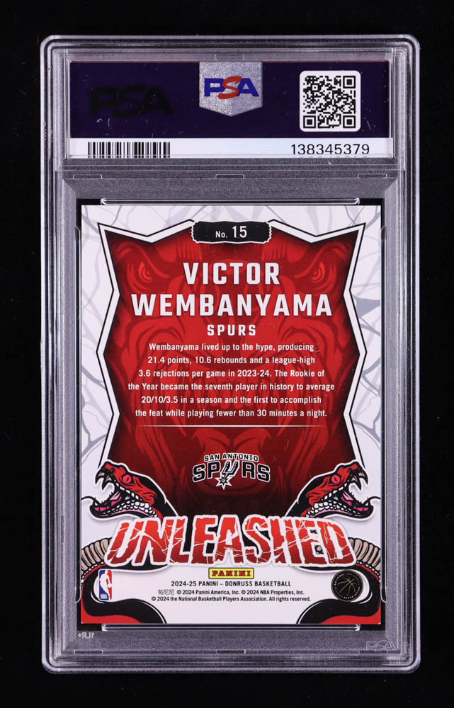 Victor Wembanyama 2024-25 Donruss Unleashed International Blue Stars #15 #33/99 (PSA 8.5) at PristineAuction.com Victor Wembanyama 2024-25 Donruss Unleashed International Blue Stars #15 #33/99 (PSA 8.5) at PristineAuction.com